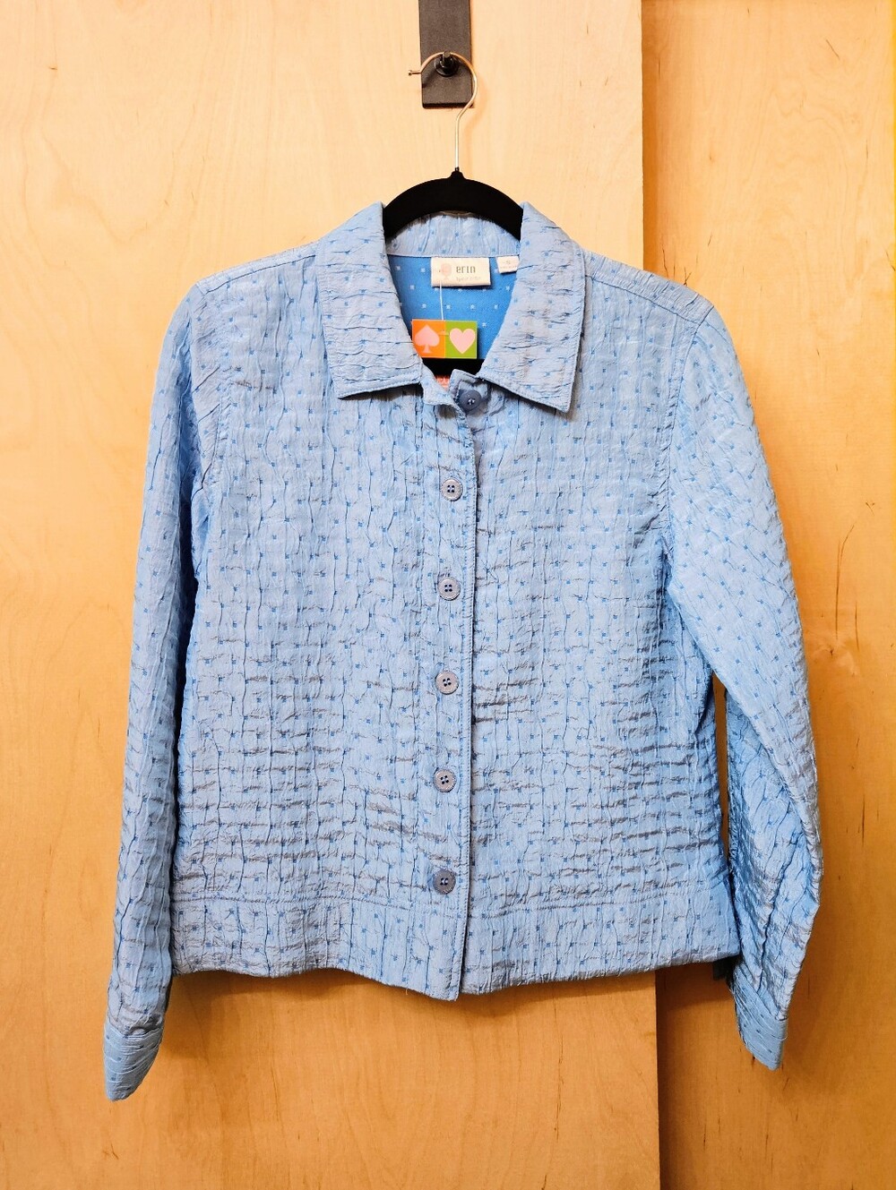 90s/Y2K Baby Blue Textured Jacket